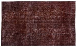 Brown Over Dyed Vintage Rug 5'7'' x 9'2'' ft 171 x 280 cm