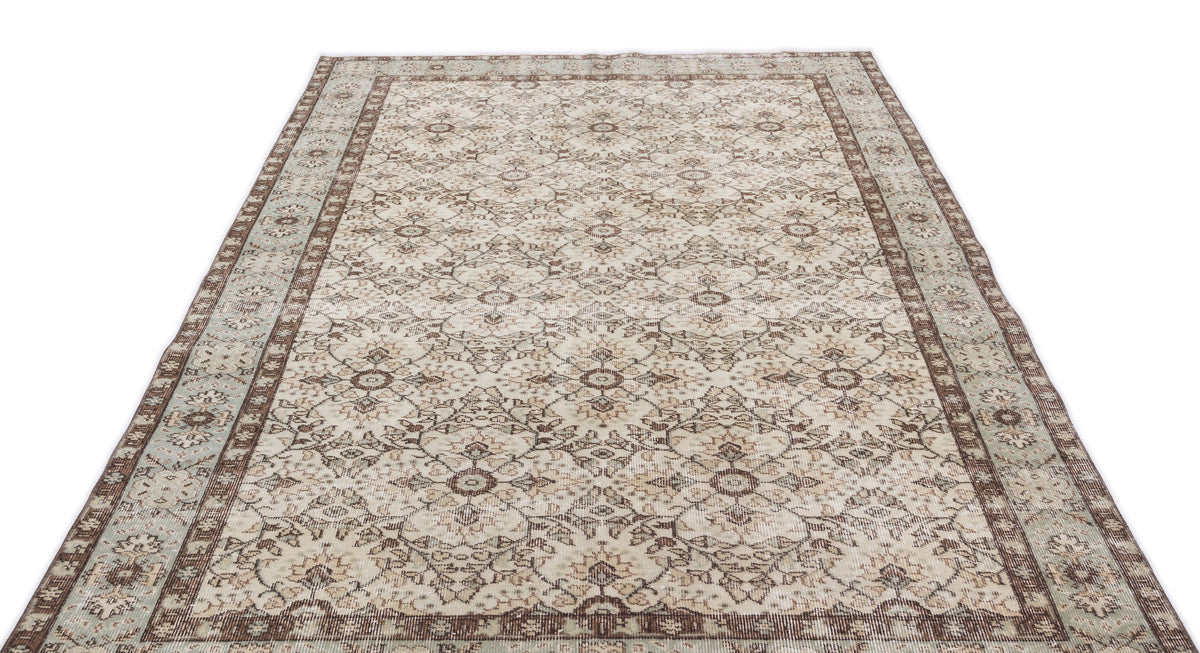 Beige Over Dyed Vintage Rug 5&#39;7&#39;&#39; x 9&#39;6&#39;&#39; ft 170 x 290 cm