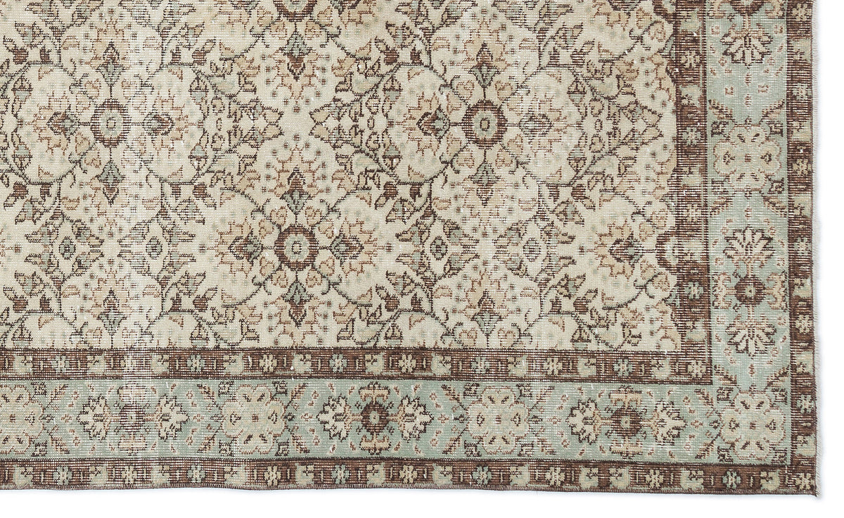 Beige Over Dyed Vintage Rug 5&#39;7&#39;&#39; x 9&#39;6&#39;&#39; ft 170 x 290 cm