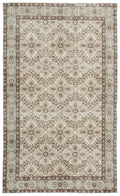 Beige Over Dyed Vintage Rug 5'7'' x 9'6'' ft 170 x 290 cm