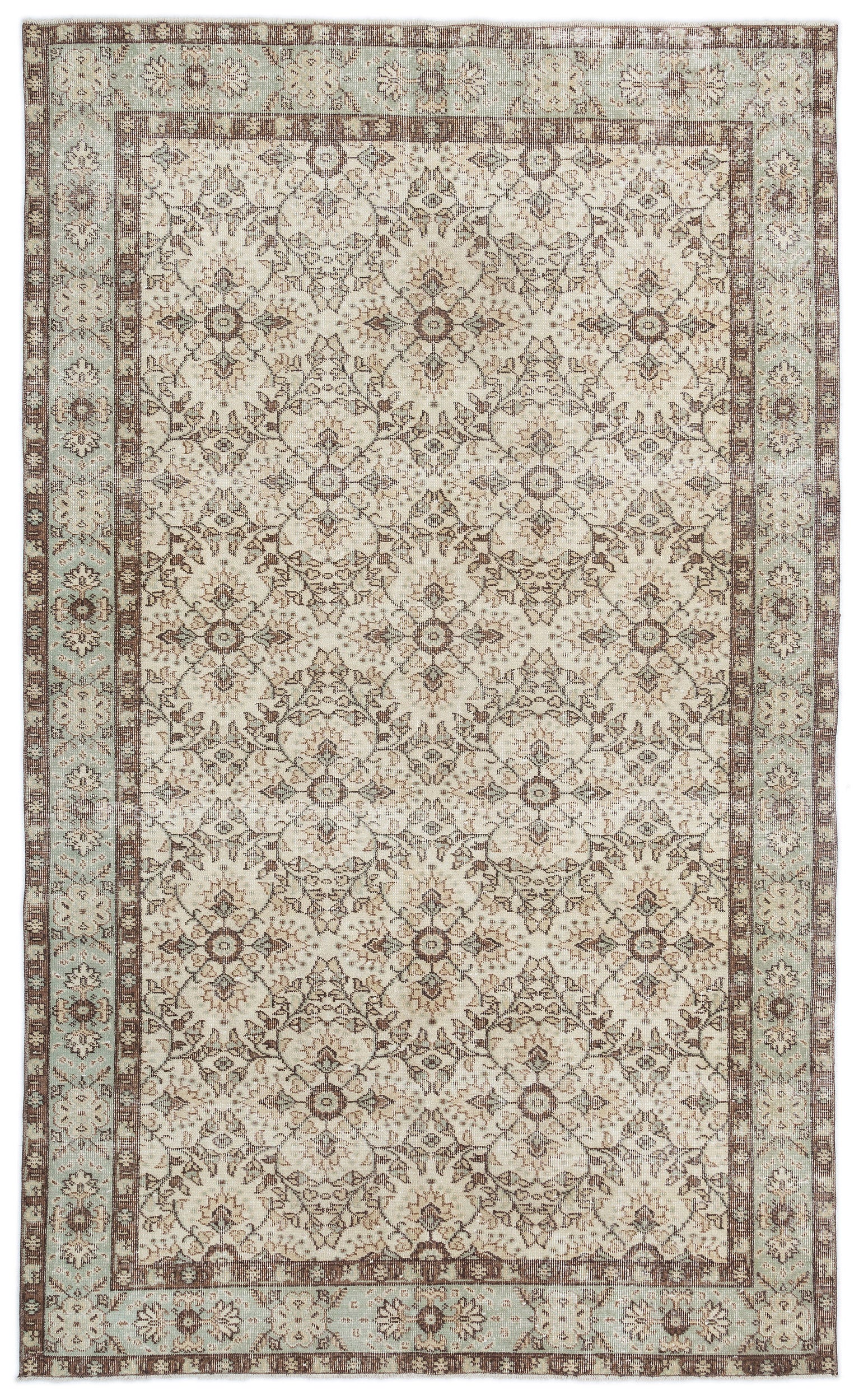 Beige Over Dyed Vintage Rug 5'7'' x 9'6'' ft 170 x 290 cm
