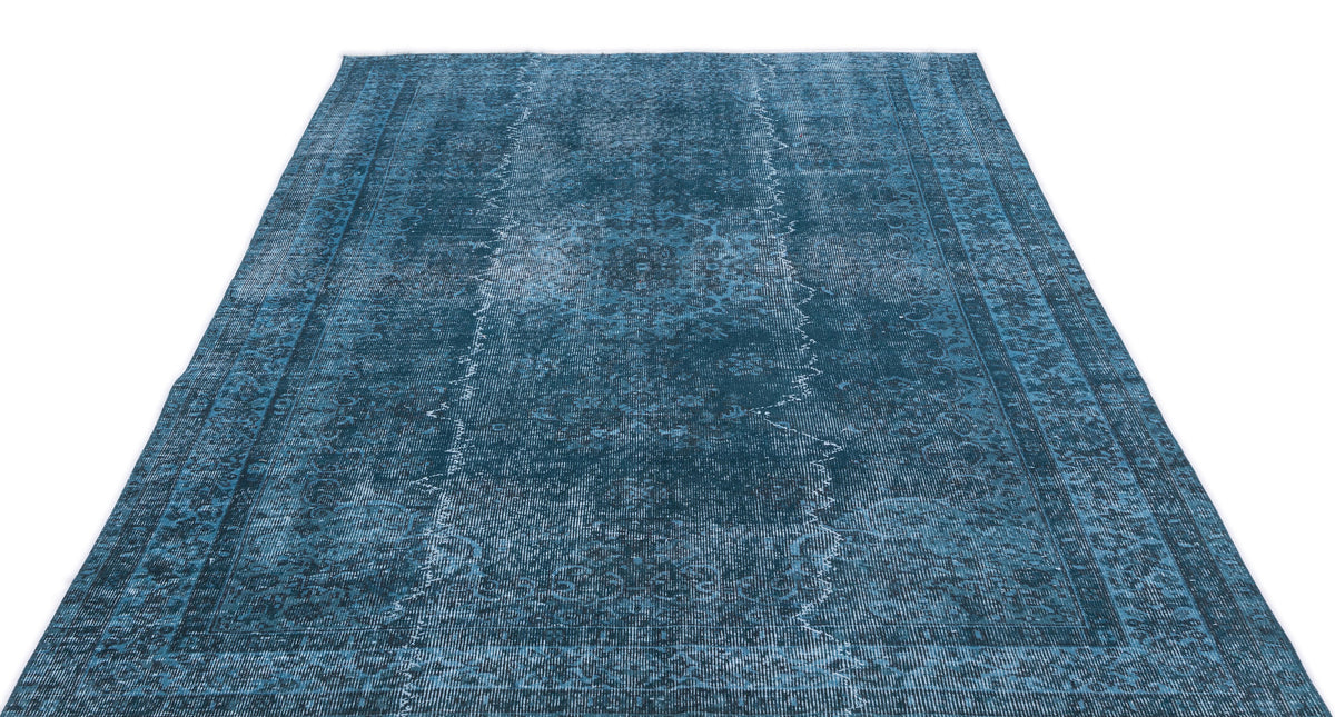 Turquoise  Over Dyed Vintage Rug 5&#39;7&#39;&#39; x 8&#39;11&#39;&#39; ft 171 x 272 cm