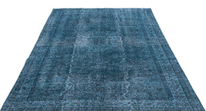 Turquoise  Over Dyed Vintage Rug 5'7'' x 8'11'' ft 171 x 272 cm