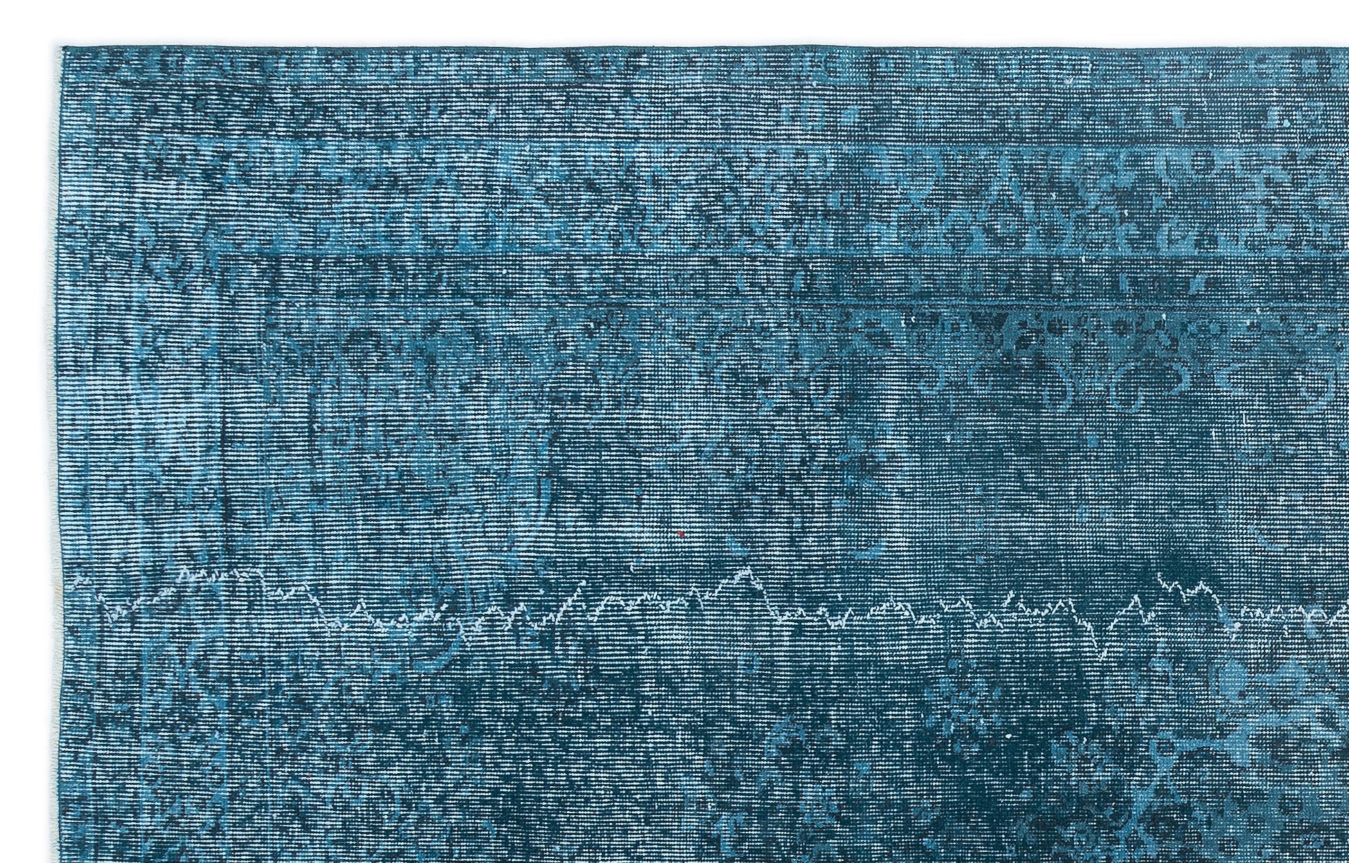 Turquoise  Over Dyed Vintage Rug 5'7'' x 8'11'' ft 171 x 272 cm