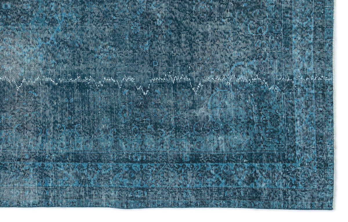 Turquoise  Over Dyed Vintage Rug 5&#39;7&#39;&#39; x 8&#39;11&#39;&#39; ft 171 x 272 cm