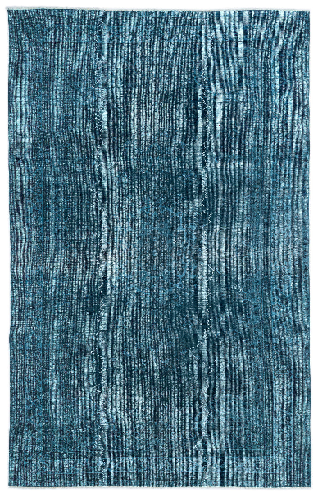 Turquoise  Over Dyed Vintage Rug 5'7'' x 8'11'' ft 171 x 272 cm