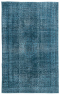 Turquoise  Over Dyed Vintage Rug 5'7'' x 8'11'' ft 171 x 272 cm