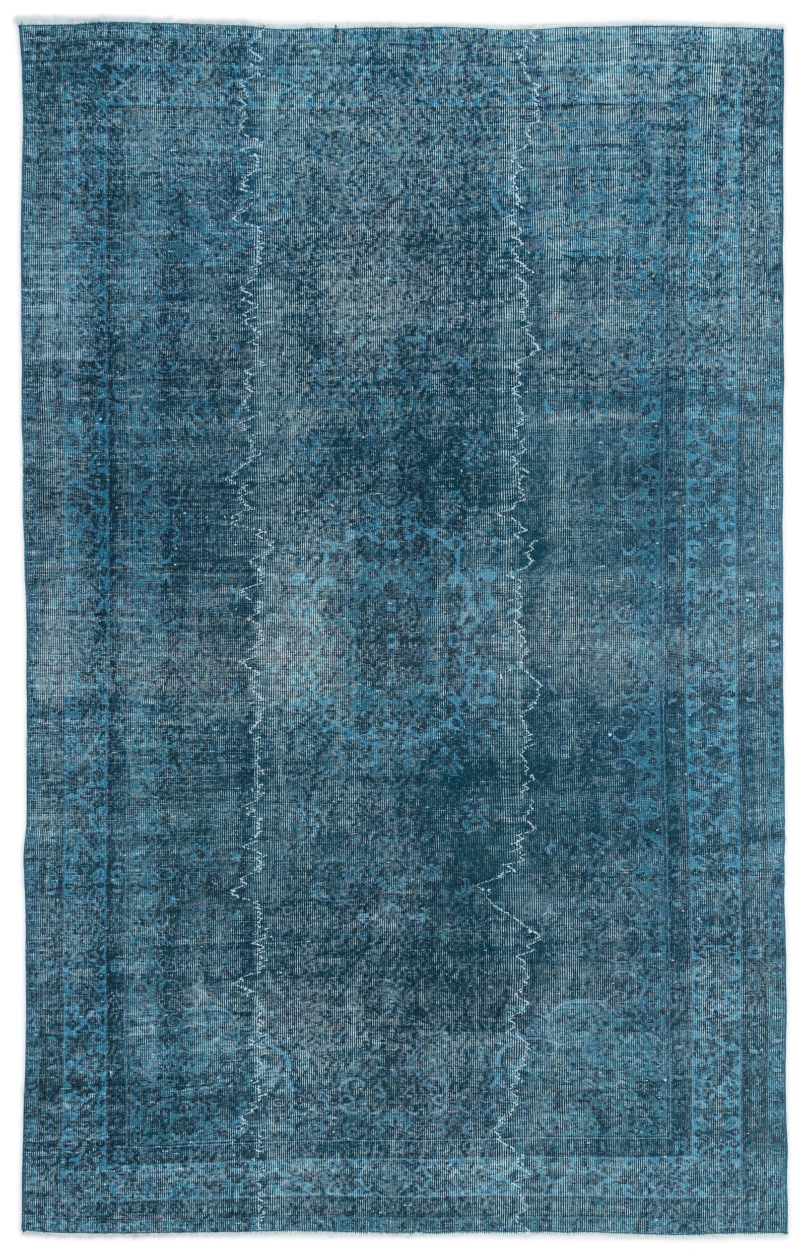 Turquoise  Over Dyed Vintage Rug 5'7'' x 8'11'' ft 171 x 272 cm