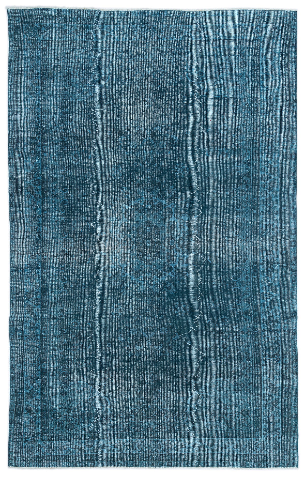 Turquoise  Over Dyed Vintage Rug 5&#39;7&#39;&#39; x 8&#39;11&#39;&#39; ft 171 x 272 cm