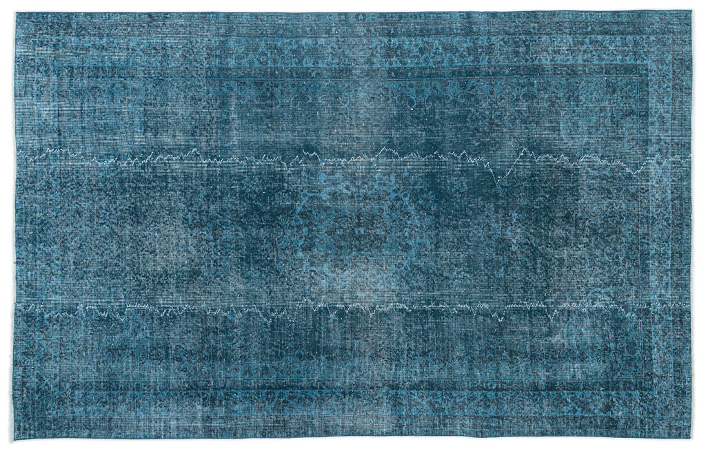 Turquoise  Over Dyed Vintage Rug 5'7'' x 8'11'' ft 171 x 272 cm