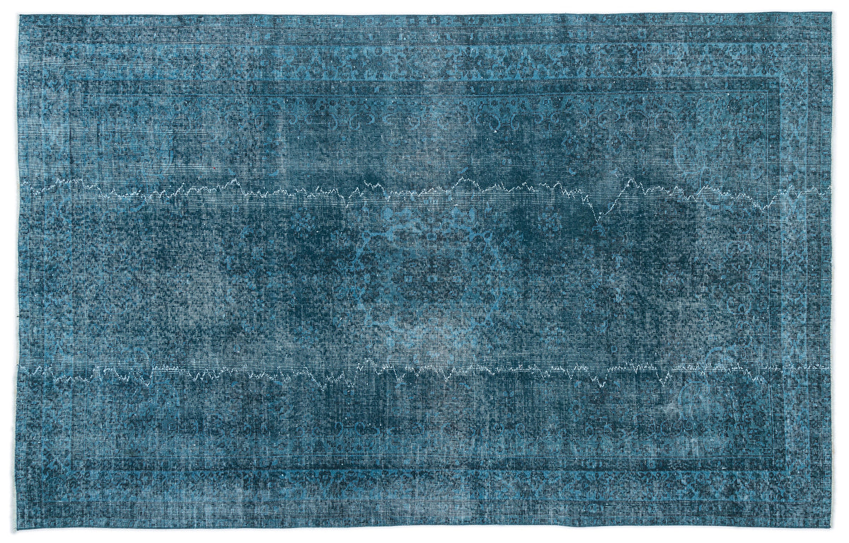 Turquoise  Over Dyed Vintage Rug 5&#39;7&#39;&#39; x 8&#39;11&#39;&#39; ft 171 x 272 cm