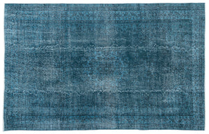 Turquoise  Over Dyed Vintage Rug 5'7'' x 8'11'' ft 171 x 272 cm
