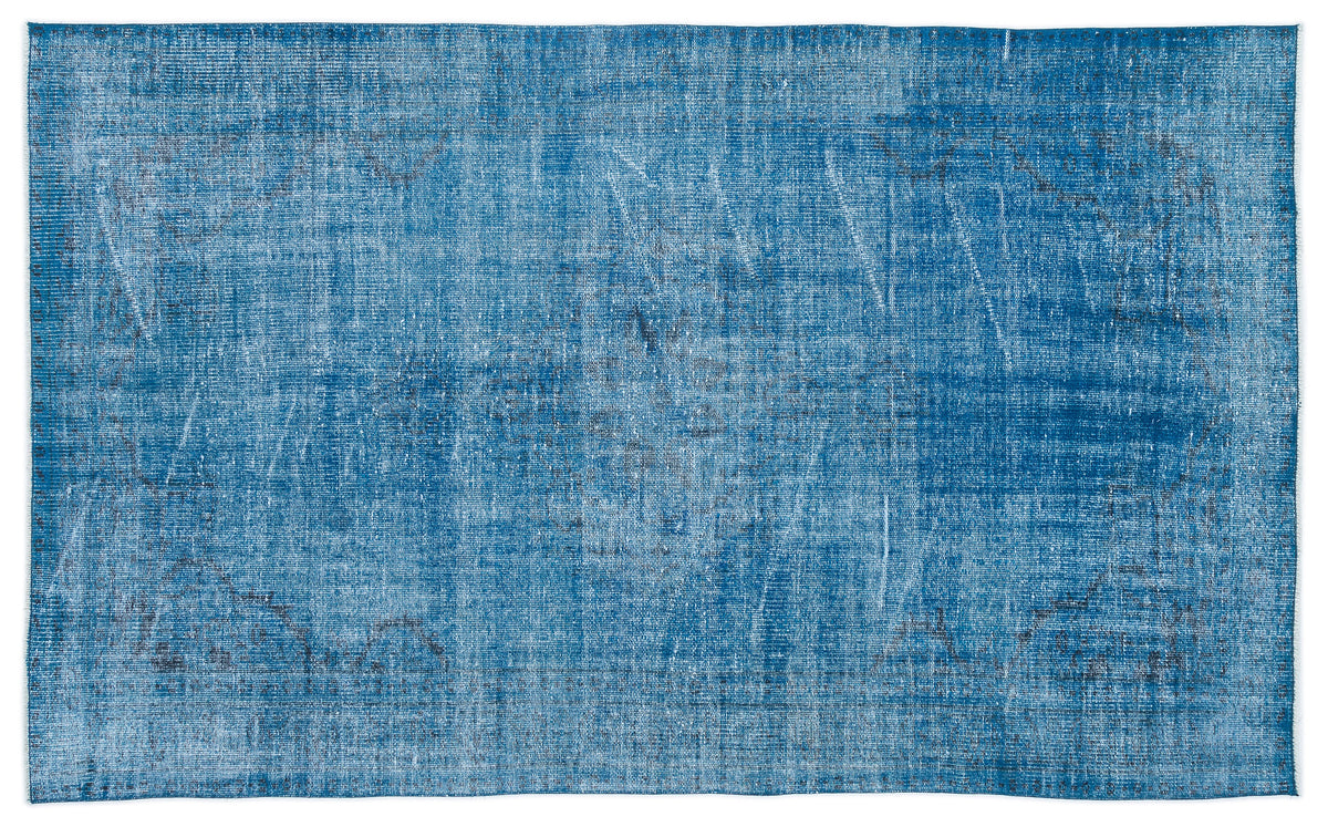 Turquoise  Over Dyed Vintage Rug 4&#39;10&#39;&#39; x 8&#39;0&#39;&#39; ft 148 x 244 cm