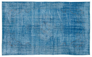 Turquoise  Over Dyed Vintage Rug 4'10'' x 8'0'' ft 148 x 244 cm