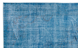 Turquoise  Over Dyed Vintage Rug 4'10'' x 8'0'' ft 148 x 244 cm