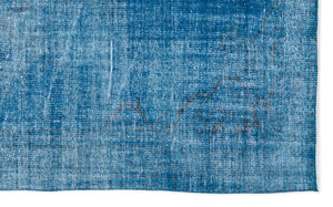 Turquoise  Over Dyed Vintage Rug 4'10'' x 8'0'' ft 148 x 244 cm