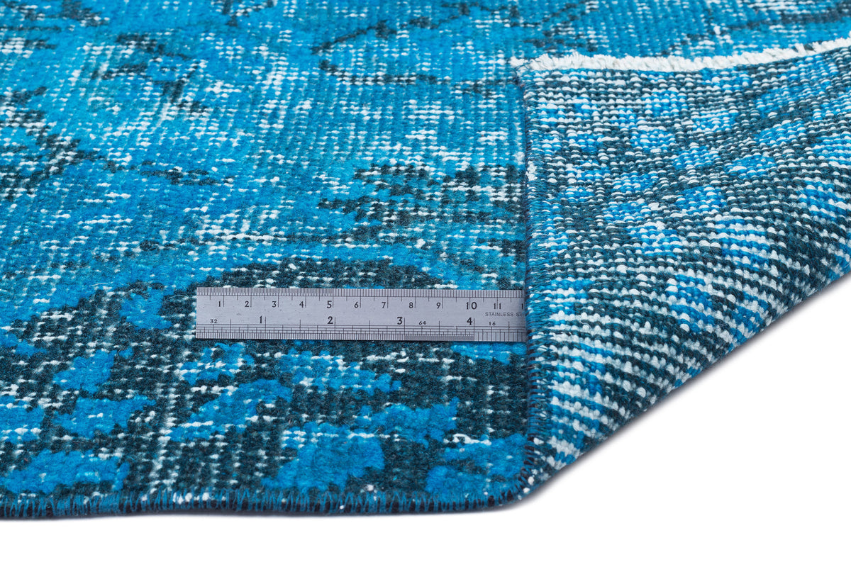 Turquoise  Over Dyed Vintage Rug 5&#39;2&#39;&#39; x 10&#39;0&#39;&#39; ft 158 x 305 cm