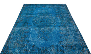 Turquoise  Over Dyed Vintage Rug 5'2'' x 10'0'' ft 158 x 305 cm