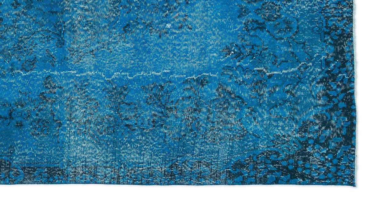 Turquoise  Over Dyed Vintage Rug 5&#39;2&#39;&#39; x 10&#39;0&#39;&#39; ft 158 x 305 cm