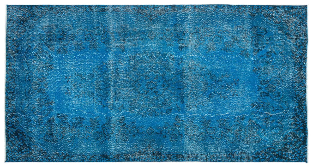 Turquoise  Over Dyed Vintage Rug 5&#39;2&#39;&#39; x 10&#39;0&#39;&#39; ft 158 x 305 cm