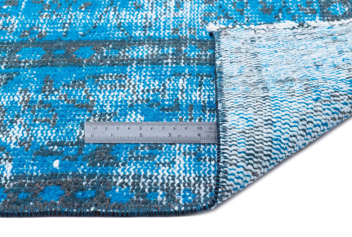 Turquoise  Over Dyed Vintage Rug 5&#39;10&#39;&#39; x 9&#39;12&#39;&#39; ft 178 x 304 cm