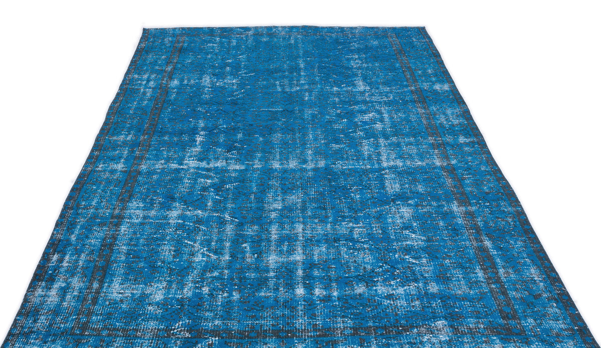 Turquoise  Over Dyed Vintage Rug 5&#39;10&#39;&#39; x 9&#39;12&#39;&#39; ft 178 x 304 cm