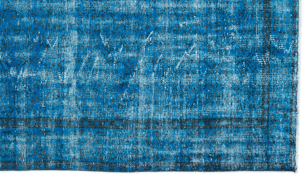 Turquoise  Over Dyed Vintage Rug 5'10'' x 9'12'' ft 178 x 304 cm