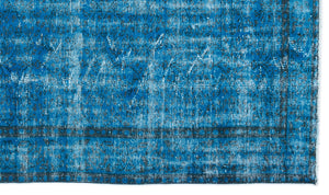 Turquoise  Over Dyed Vintage Rug 5'10'' x 9'12'' ft 178 x 304 cm