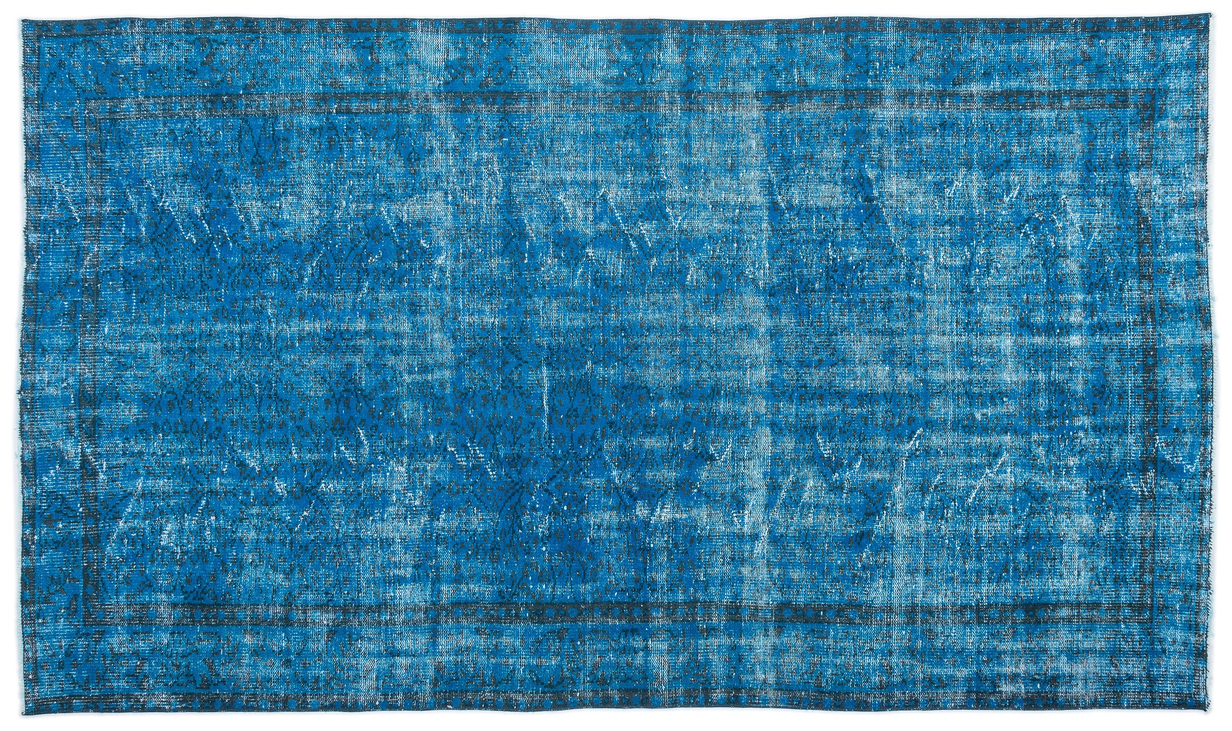 Turquoise  Over Dyed Vintage Rug 5'10'' x 9'12'' ft 178 x 304 cm