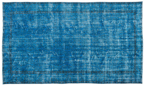 Turquoise  Over Dyed Vintage Rug 5'10'' x 9'12'' ft 178 x 304 cm