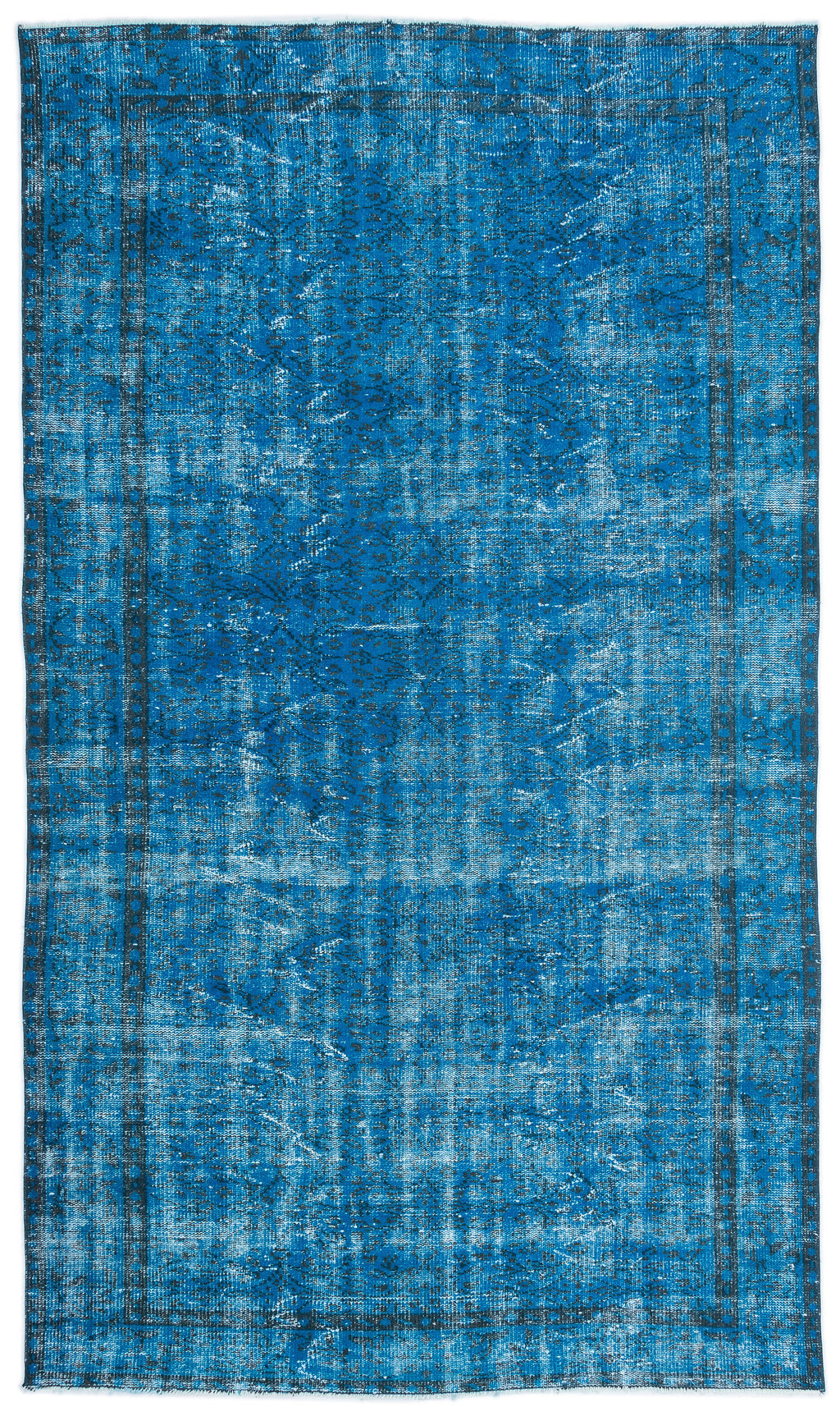 Turquoise  Over Dyed Vintage Rug 5'10'' x 9'12'' ft 178 x 304 cm