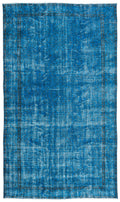 Turquoise  Over Dyed Vintage Rug 5'10'' x 9'12'' ft 178 x 304 cm