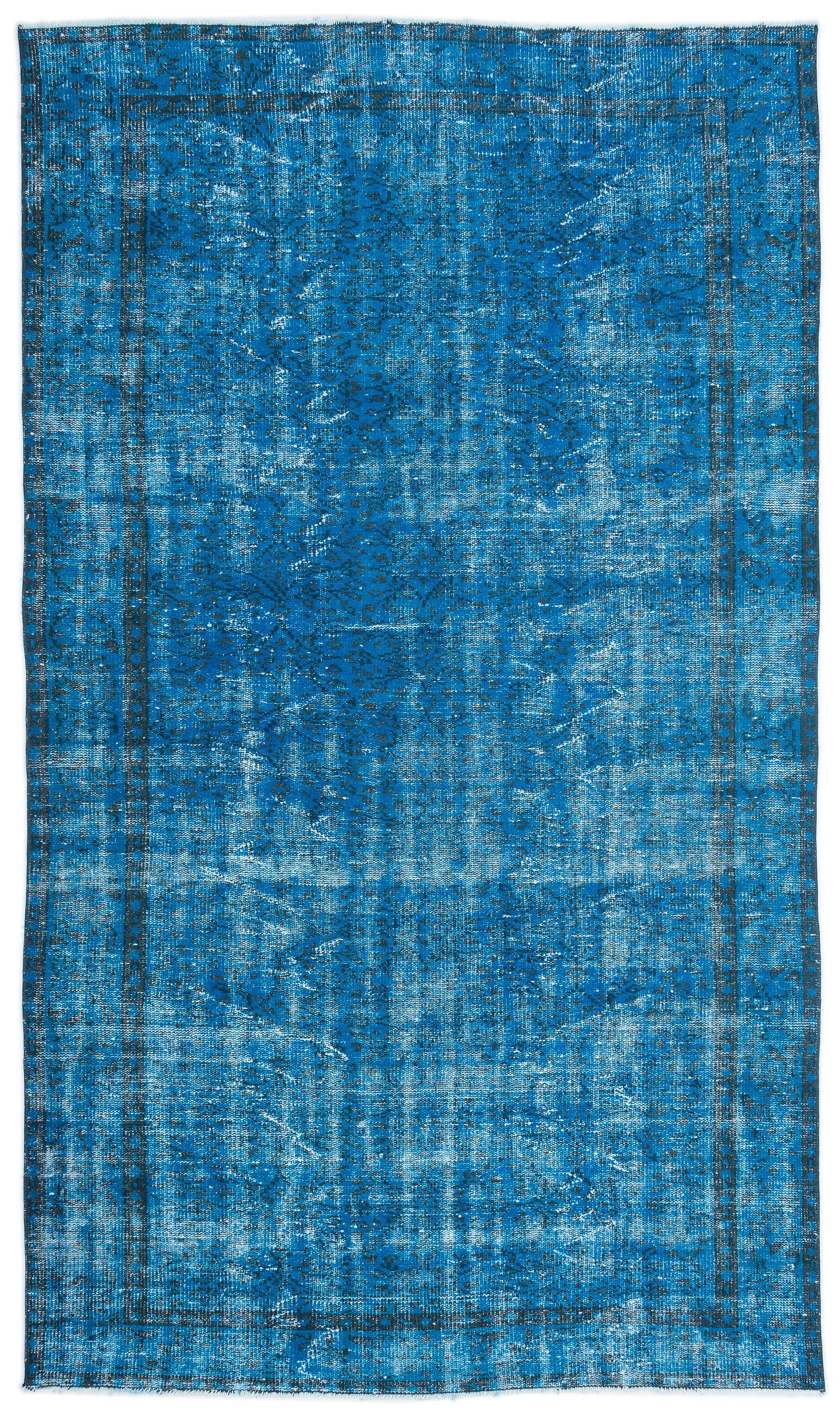 Turquoise  Over Dyed Vintage Rug 5'10'' x 9'12'' ft 178 x 304 cm