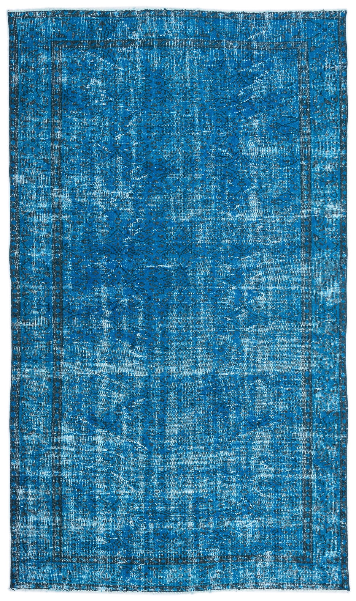 Turquoise  Over Dyed Vintage Rug 5&#39;10&#39;&#39; x 9&#39;12&#39;&#39; ft 178 x 304 cm