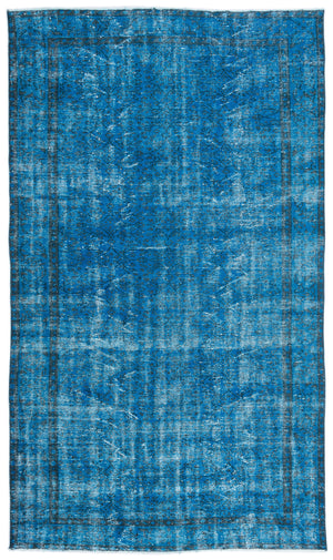 Turquoise  Over Dyed Vintage Rug 5'10'' x 9'12'' ft 178 x 304 cm