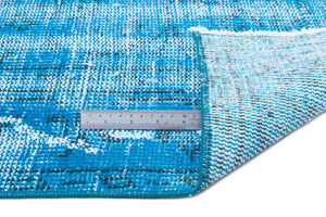 Turquoise  Over Dyed Vintage Rug 5'8'' x 9'5'' ft 172 x 287 cm