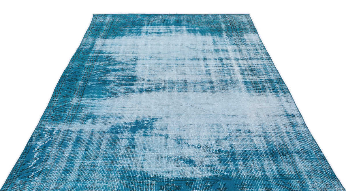 Turquoise  Over Dyed Vintage Rug 5&#39;8&#39;&#39; x 9&#39;5&#39;&#39; ft 172 x 287 cm