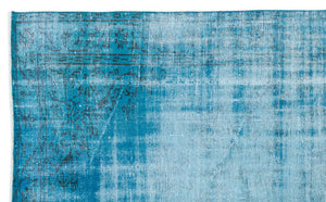 Turquoise  Over Dyed Vintage Rug 5'8'' x 9'5'' ft 172 x 287 cm