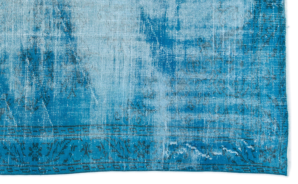 Turquoise  Over Dyed Vintage Rug 5'8'' x 9'5'' ft 172 x 287 cm