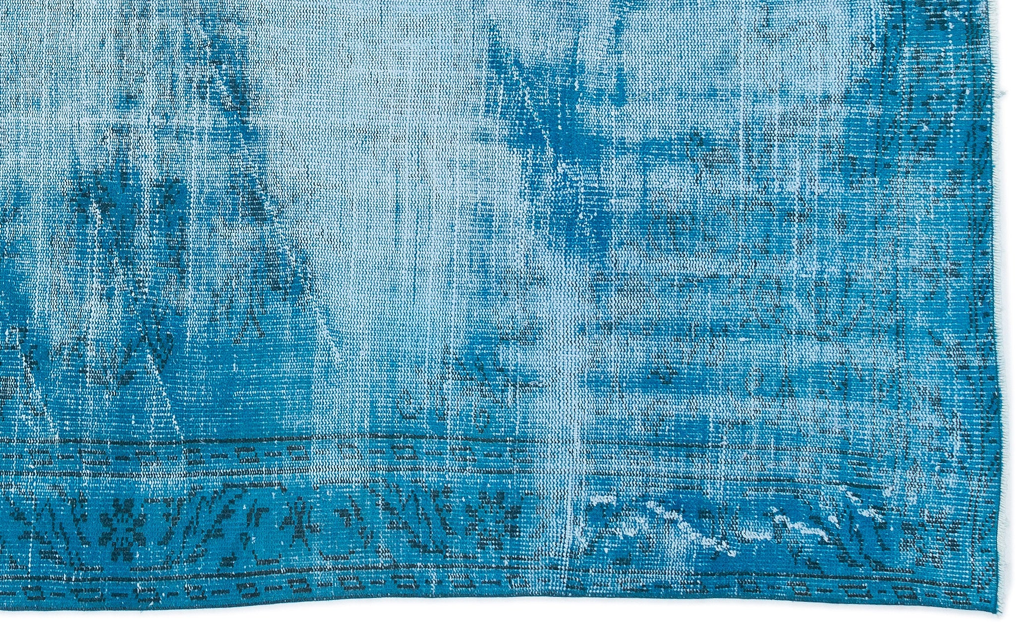 Turquoise  Over Dyed Vintage Rug 5'8'' x 9'5'' ft 172 x 287 cm
