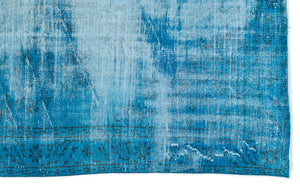 Turquoise  Over Dyed Vintage Rug 5'8'' x 9'5'' ft 172 x 287 cm