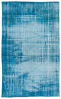 Turquoise  Over Dyed Vintage Rug 5'8'' x 9'5'' ft 172 x 287 cm