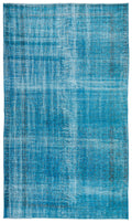 Turquoise  Over Dyed Vintage Rug 5'4'' x 9'3'' ft 163 x 282 cm