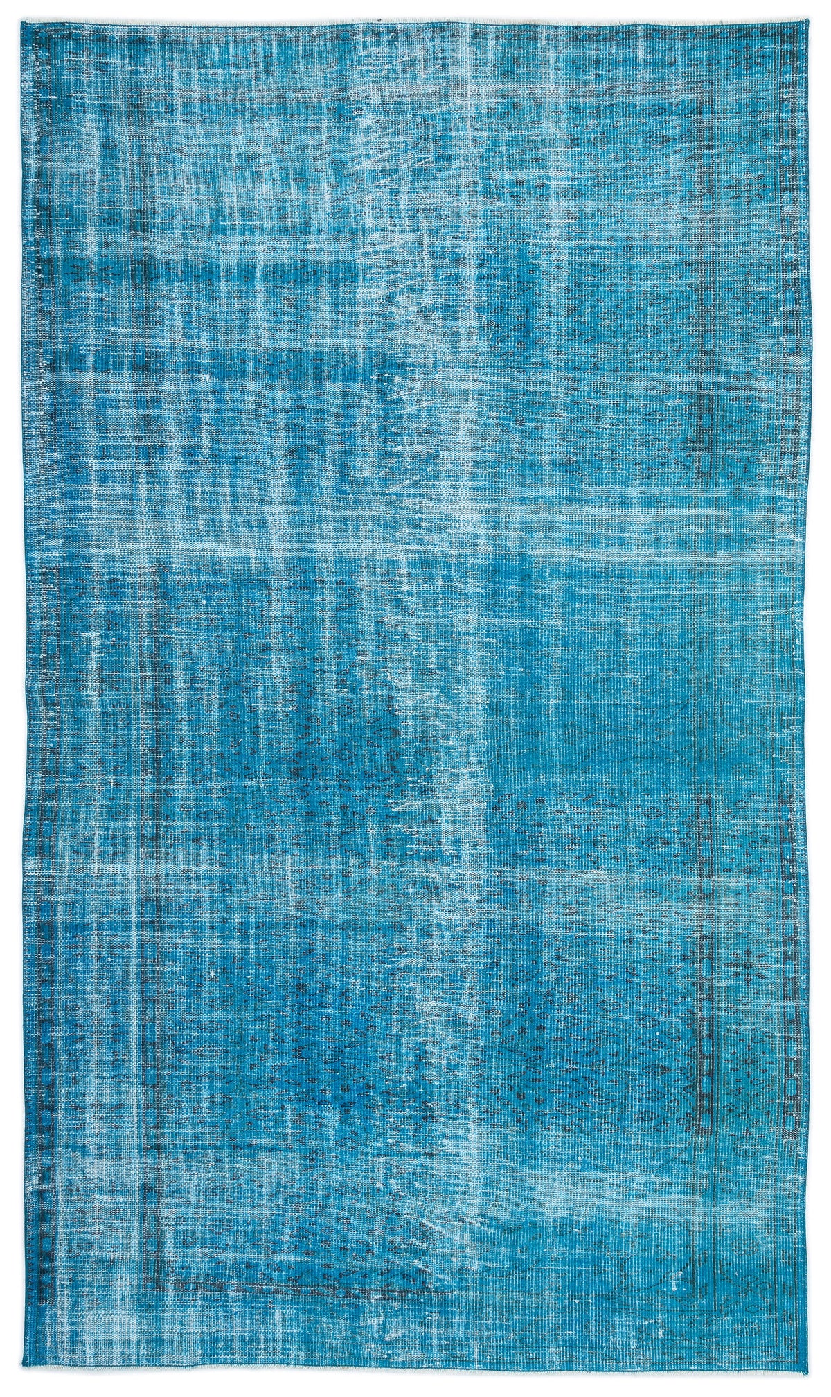 Turquoise  Over Dyed Vintage Rug 5&#39;4&#39;&#39; x 9&#39;3&#39;&#39; ft 163 x 282 cm