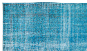 Turquoise  Over Dyed Vintage Rug 5'4'' x 9'3'' ft 163 x 282 cm