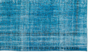 Turquoise  Over Dyed Vintage Rug 5'4'' x 9'3'' ft 163 x 282 cm