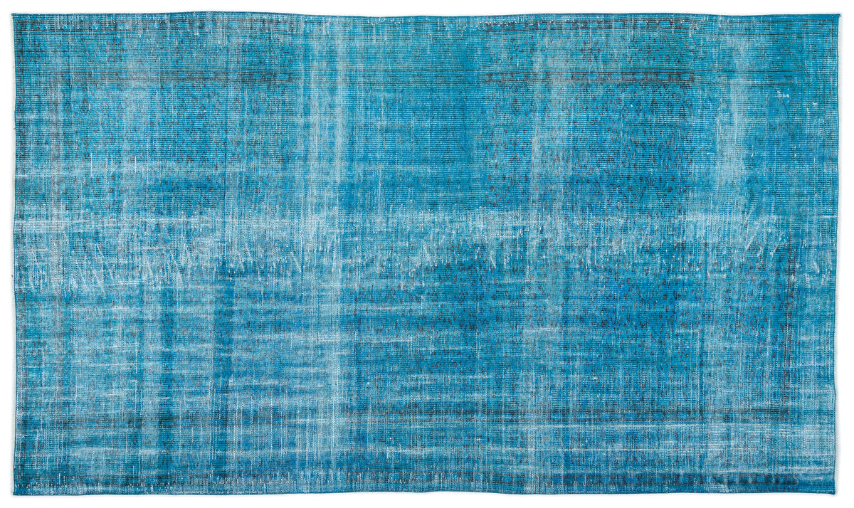 Turquoise  Over Dyed Vintage Rug 5&#39;4&#39;&#39; x 9&#39;3&#39;&#39; ft 163 x 282 cm