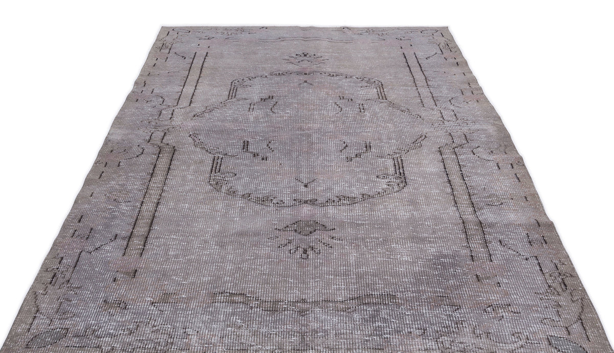 Gray Over Dyed Vintage Rug 5&#39;4&#39;&#39; x 9&#39;0&#39;&#39; ft 162 x 275 cm
