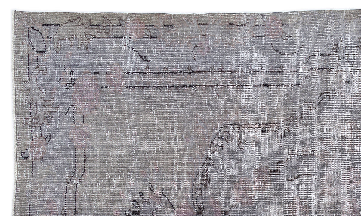 Gray Over Dyed Vintage Rug 5&#39;4&#39;&#39; x 9&#39;0&#39;&#39; ft 162 x 275 cm