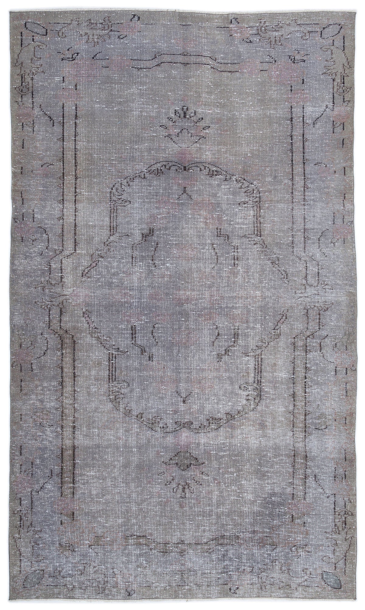 Gray Over Dyed Vintage Rug 5&#39;4&#39;&#39; x 9&#39;0&#39;&#39; ft 162 x 275 cm